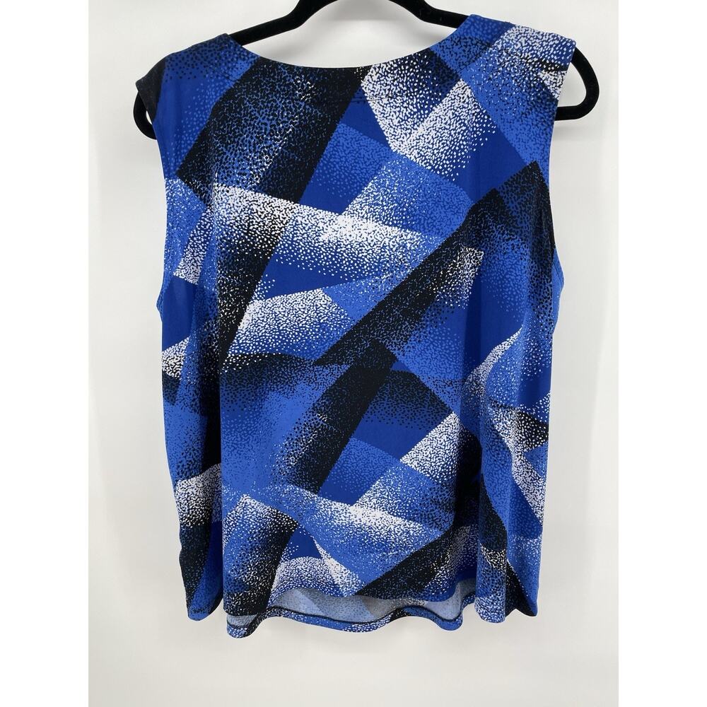Jones Studio Women’s 2X Top Sleeveless Blouse Blue Black Tank Office Whimsygoth - Picture 4 of 6